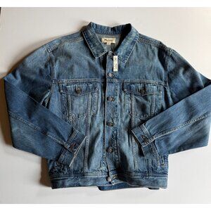 MADEWELL Men’s Classic Blue Denim Trucker Jacket - Large